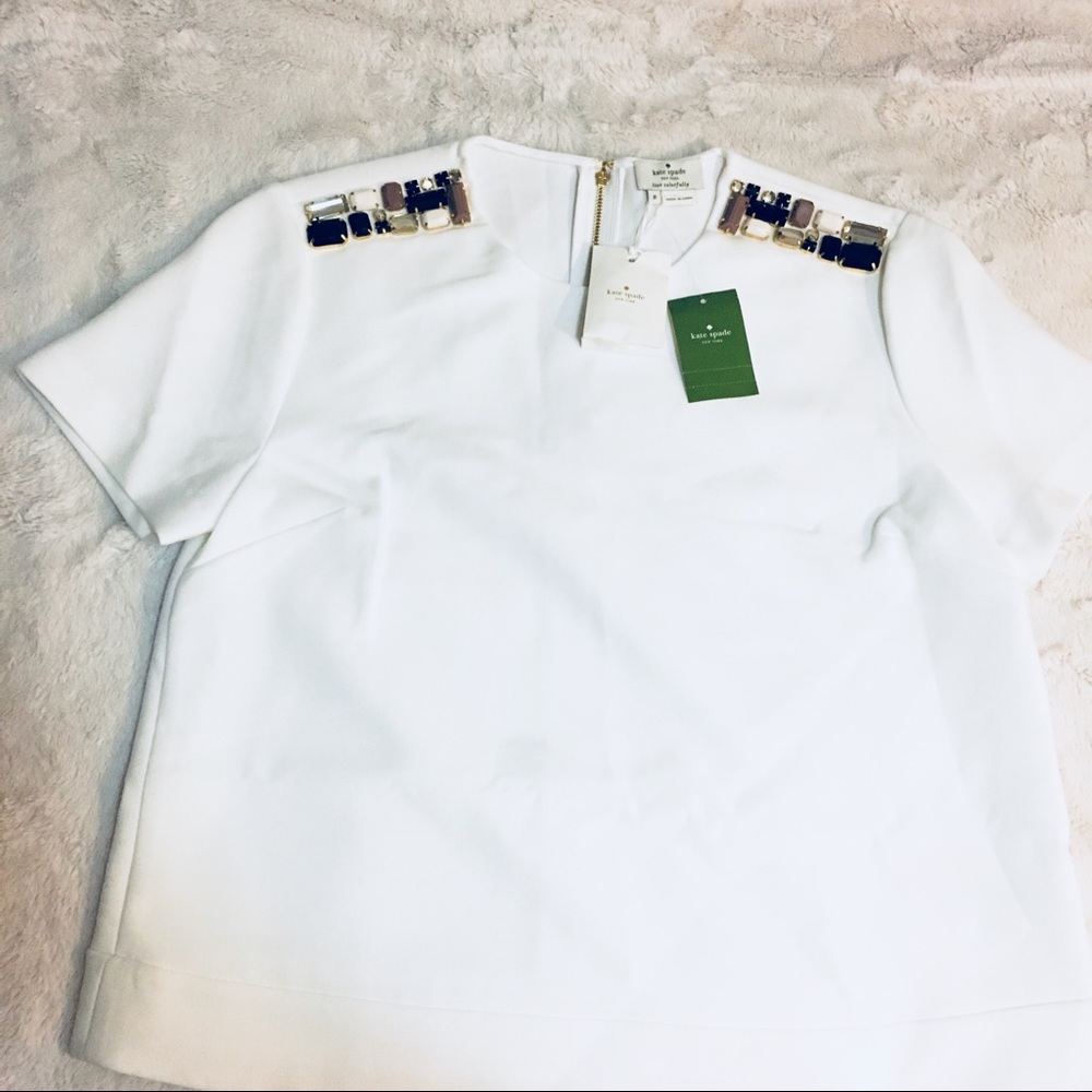 $248 Kate Spade♠️ Embellished Boxy Crop Top Size 8